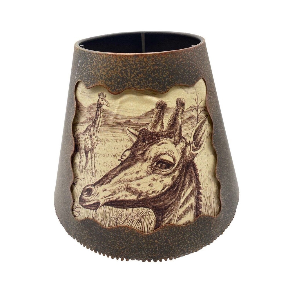 Giraffe Lampshade Metal Tin Animal Jungle Safari African Brown Beige 6"x8"